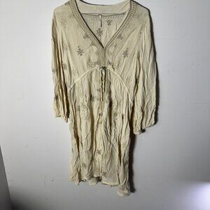 EUC Free People Womens Cream Dress 3/4 Sleeves Small S